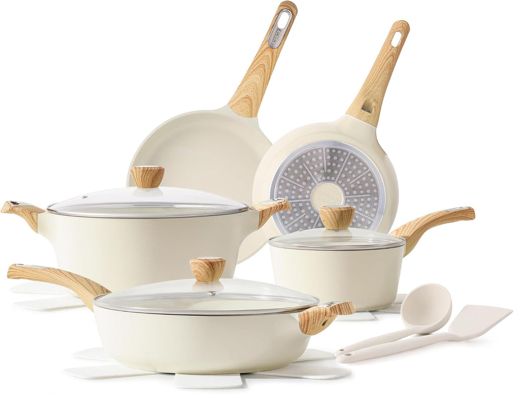 Ceramic Cookware Sets, Pots and Pans Set Non stick, 14 Piece Induction Cookware, Non toxic Healthy Non Stick Kitchen