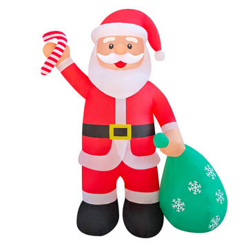 12ft Giant Santa with Gift Bag Christmas Inflatable Yard Decor Build-in LED Outdoor Blow up Christmas Decorations for