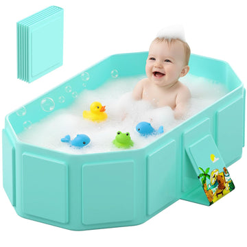 Collapsible Baby Bathtub, Toddler Bathtub with Drain Plug, Green