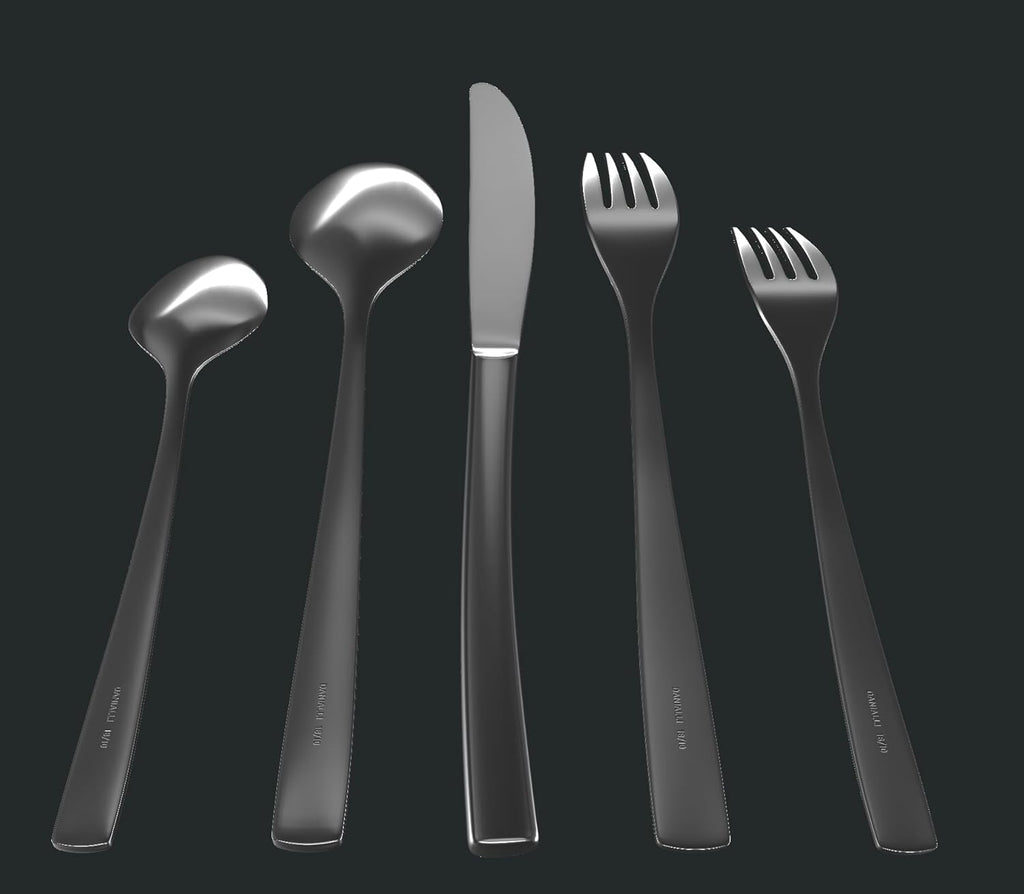 30-Piece Flatware Set For 6, Modern Sleek Design Silverware Set, 18 10 Stainless Steel Utensils