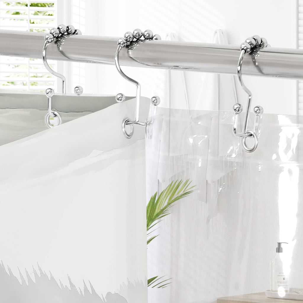 Litable 3 in 1 Waterproof Shower Curtain and Liner Set, Dark Green 72x84