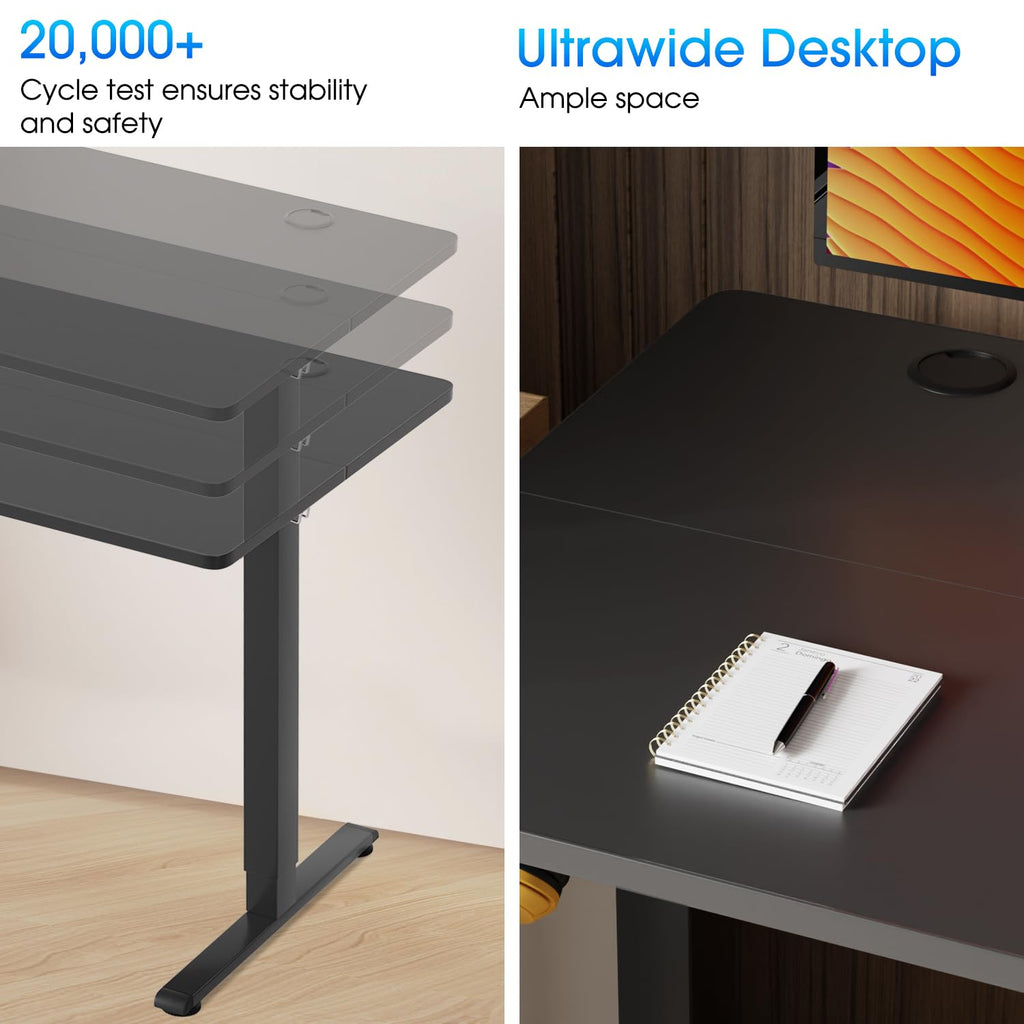 Height Adjustable Electric Standing Desk 55 inches Modern Computer Desk Sit Stand up Desk Ergonomic Adjustable