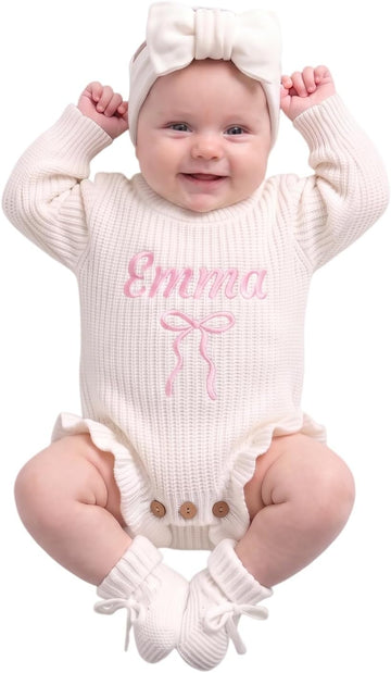 Custom Embroidered Baby Knit Romper