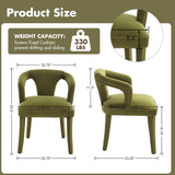 Olive-Green Velvet Dining Chairs Set of 2, Modern Solid Wood Kitchen Chairs
