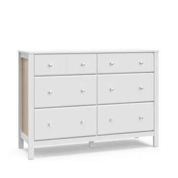Horizon 6 Drawer Dresser, White with Driftwood