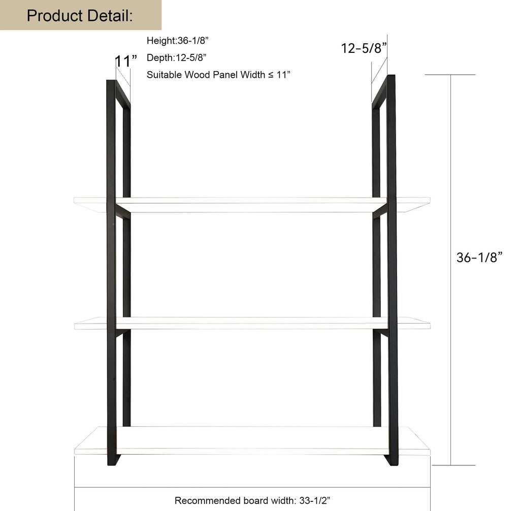 3-Tier Ceiling Mount Shelf Brackets, Industrial Rustic Black Storage Hanging Pipe Shelf, Max Load 100lbs, No Wooden Plank