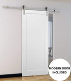 Quadro 4115 | Interior Single Sliding barn Door, no Glass, MDF, 32x80, White, Modern Style | Hardwar