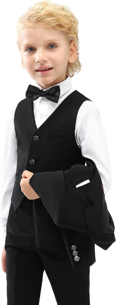 Boys Slim Fit Suit, Formal Tuxedo Dress Suit Set for Teenage Boy 5Pcs Toddler Suits Wedding Outfit Homecoming