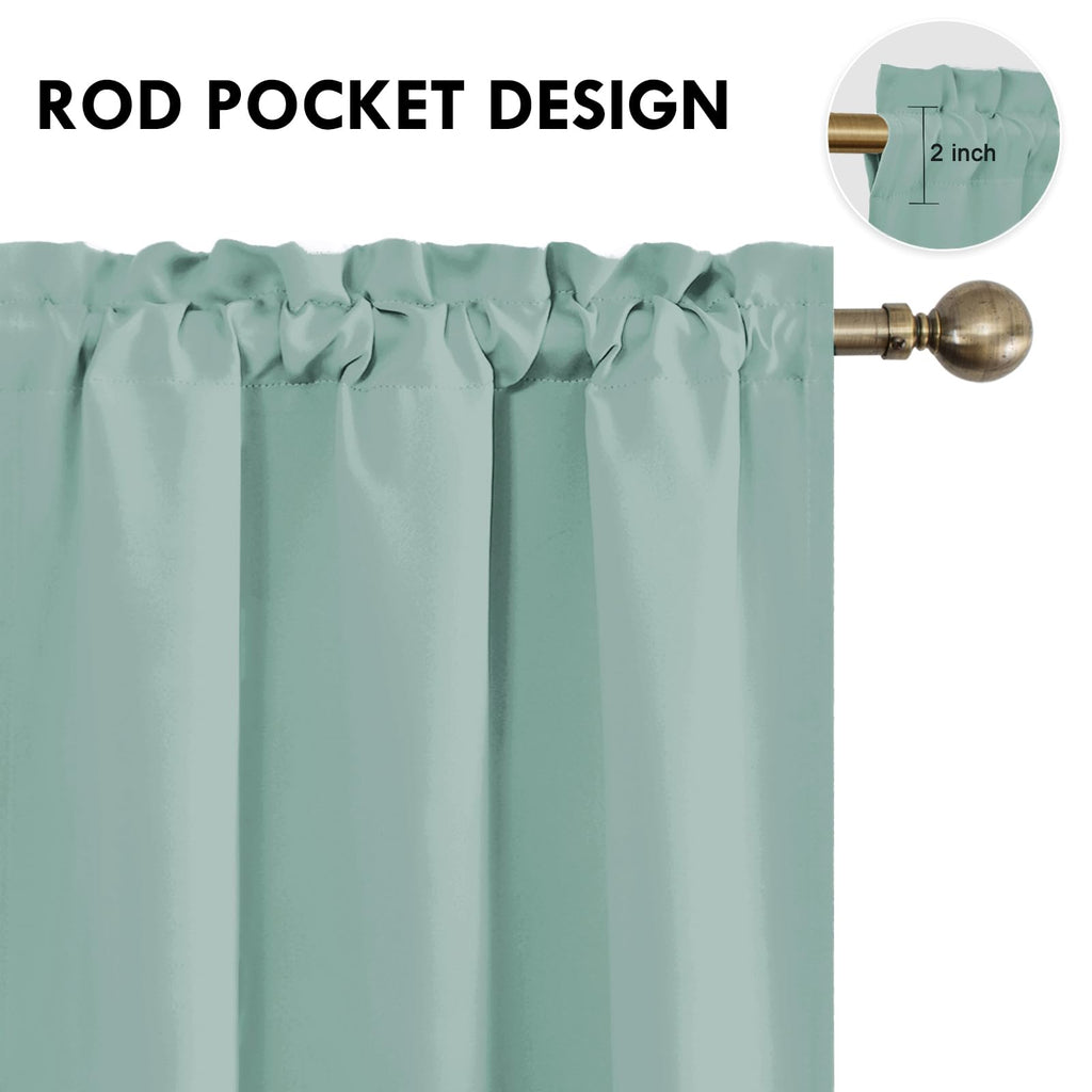 Blackout Curtains Thermal Insulated, Energy Saving & Noise Reducing Bedroom Curtains, Sage Green, W 42x L 72 Inch
