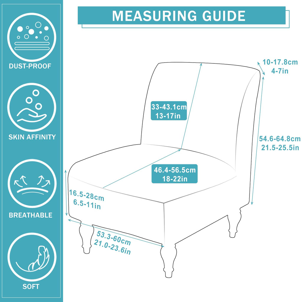 Armless Accent Chair Cover Slipcover, Slipper Chair Stretch Spandex Removable for Armless Chair Furniture Protector