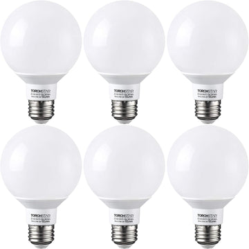 G25 LED Globe Light Bulbs, Dimmable, 2700K Soft White, Vanity Light Bulb, UL & Energy Star Listed, E26 Base, Pack of 6