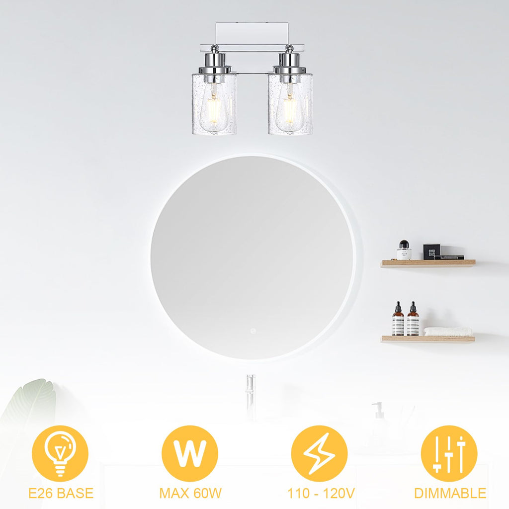 Chrome Track Lighting Kit Ceiling Kitchen Track Light Fixture with Seeded Glass, Multi-Directional Rotating
