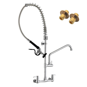 36" Commercial Sink Faucet Wall Mount with Pre-Rinse Sprayer