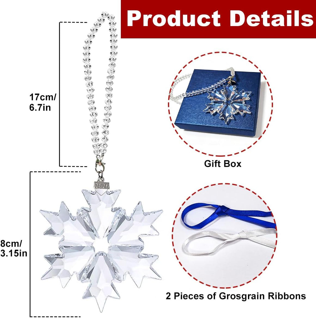 Crystal Snowflake Christmas Ornaments 2026, Beautiful Glass Star Ornaments