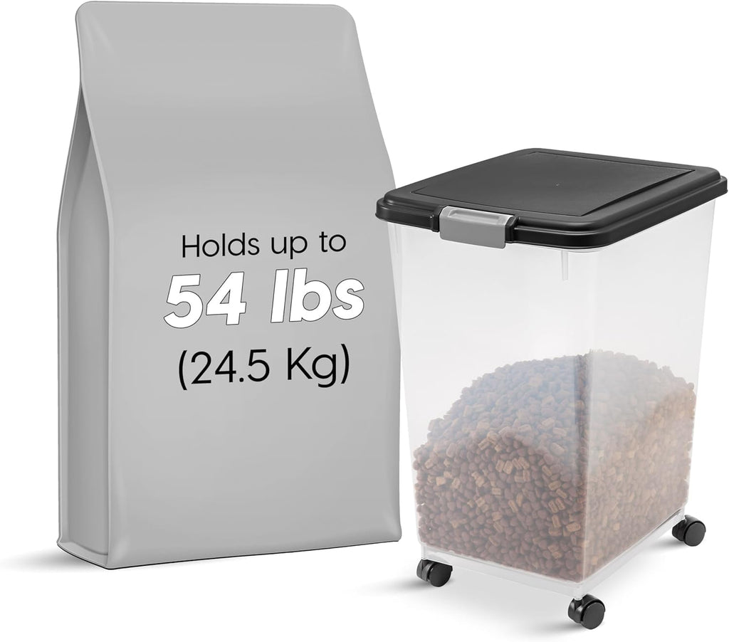 USA Dog Food Storage Container, Up to 54 lbs, Black, Made in USA
