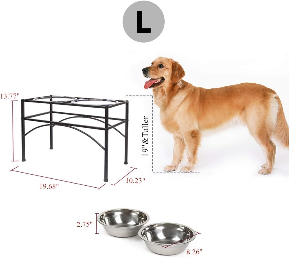 Elevated Dog Bowls Raised Pet Feeder Cat Food Water Diner Stand Set