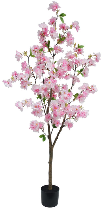 5FT Artificial Pink Cherry Blossom Tree, Faux Sakura Flower Tree in Pot, Fake Flowering Tree Decor, Wedding, Party