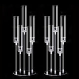 2Pcs Acrylic Candelabra Centerpieces,Clear Crystal 5 Arm Candlesticks Holder with Acrylic Shade for Valentine's day