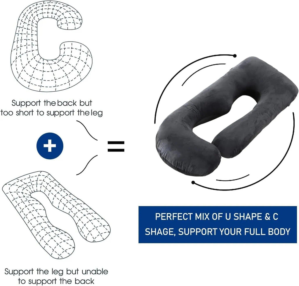 Pregnancy Pillows for Sleeping, U Shaped Full Body Maternity Pillow for Pregnant Women with Removable Bean Velvet