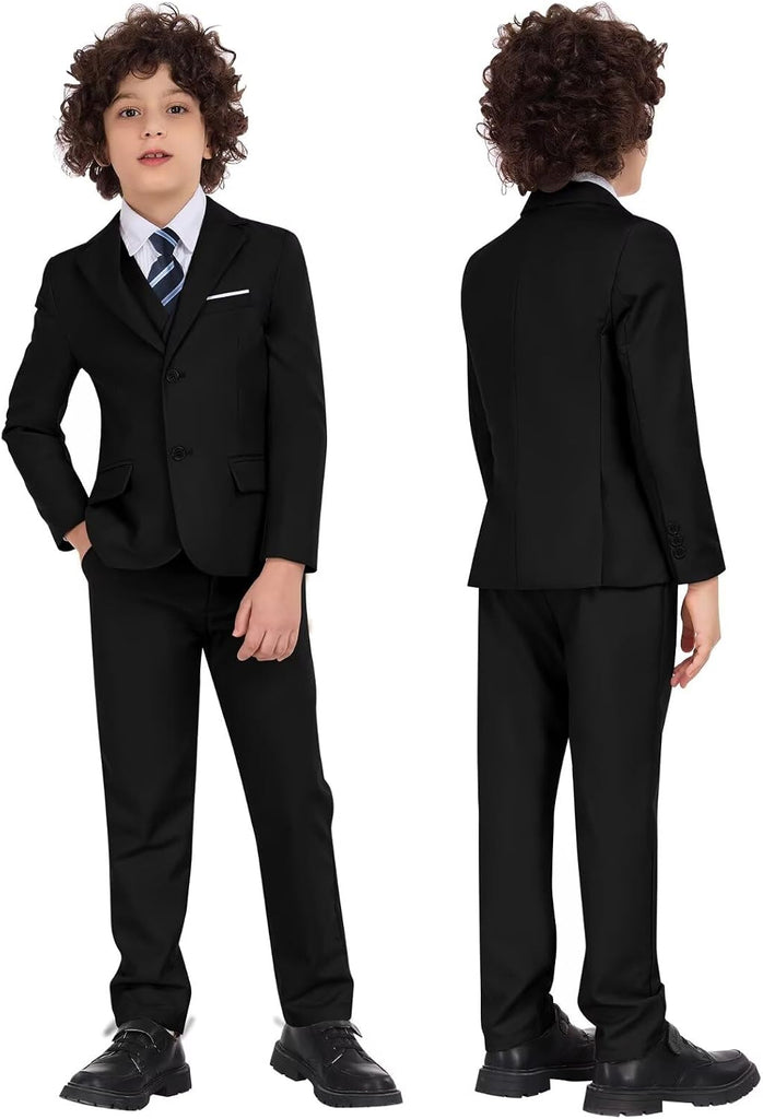 Boys Formal Suit Kids 5 Piece Suit Jacket Pants Set with Shirt Tie