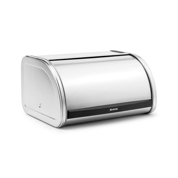 Roll Top | Medium | Matt Steel | Large Metal Front Opening Bread Store Countertop | Partly Flat Top for Extra