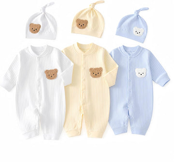 Pack Newborn Baby Boy Girl Clothes with Hat, 100% Cotton