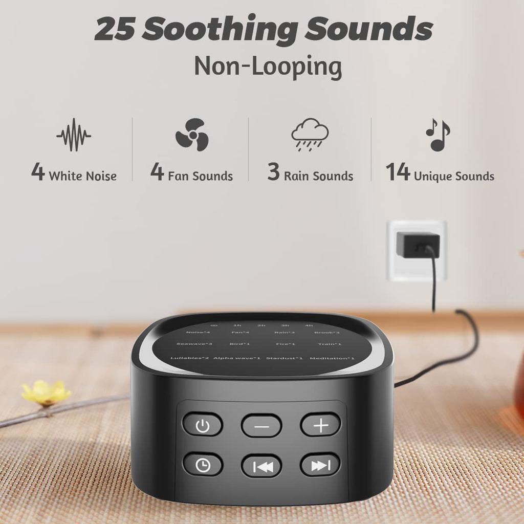 Sleep White Noise Sound Machines with 25 36 Volume Levels 5 Timers Visible Sound Catalog Portable Size Memory