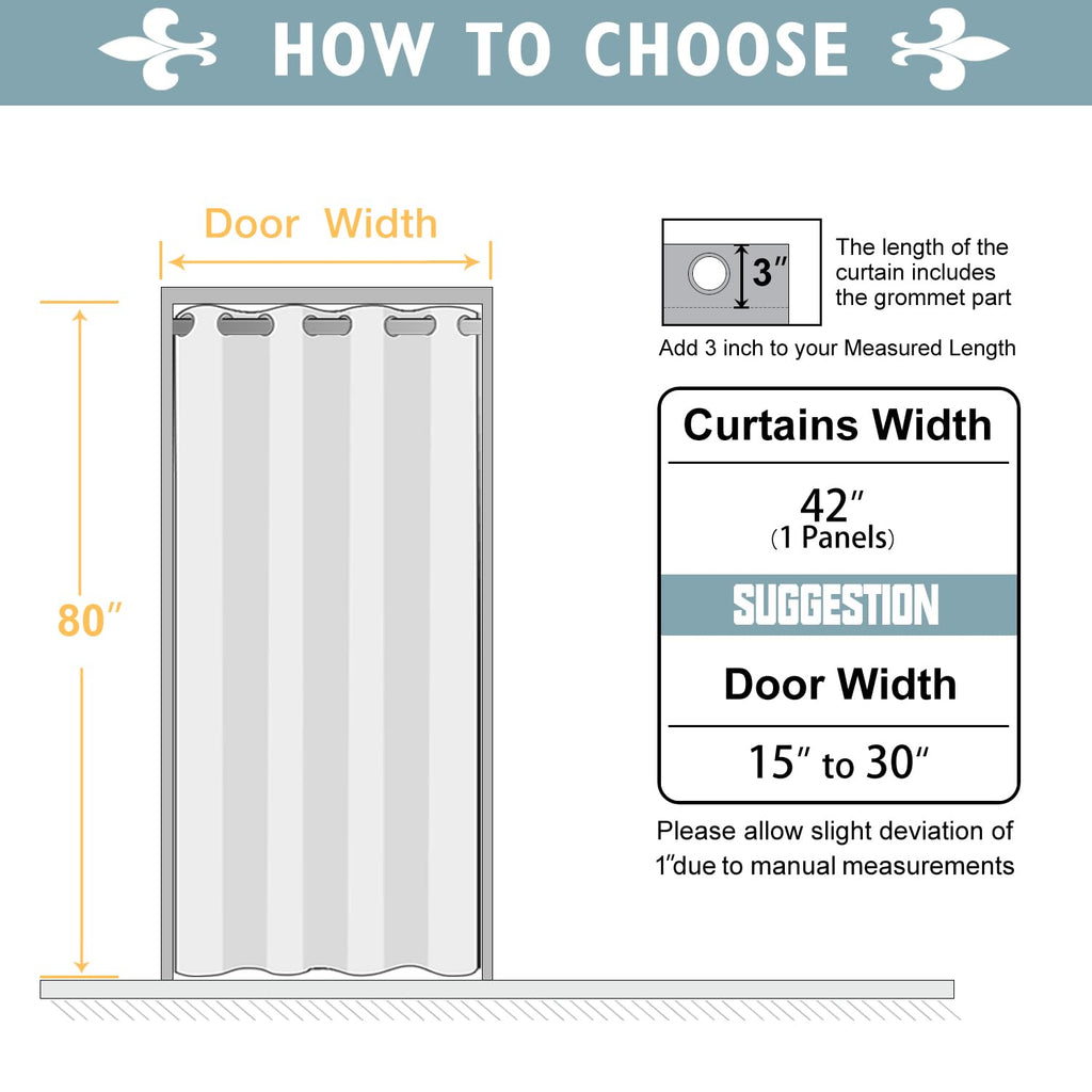 Blackout Curtains Door Curtain for Doorway 80" Long Closet Drapes