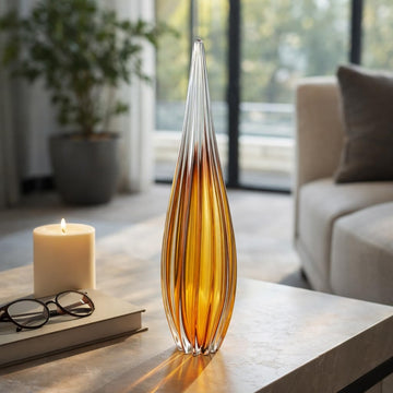 Glass Teardrop Sculpture Decor and Bathroom - Figurine Ornaments Desk, Entryway, and Living Room - Decorative Accent