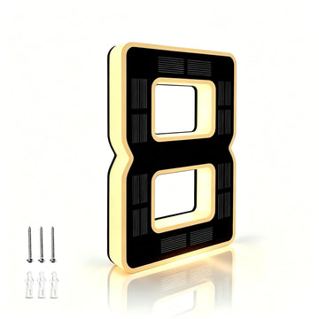 6.7" Solar Powered House Numbers for Outside Light Up, Waterproof Modern LED Backlit Address Signs, Large