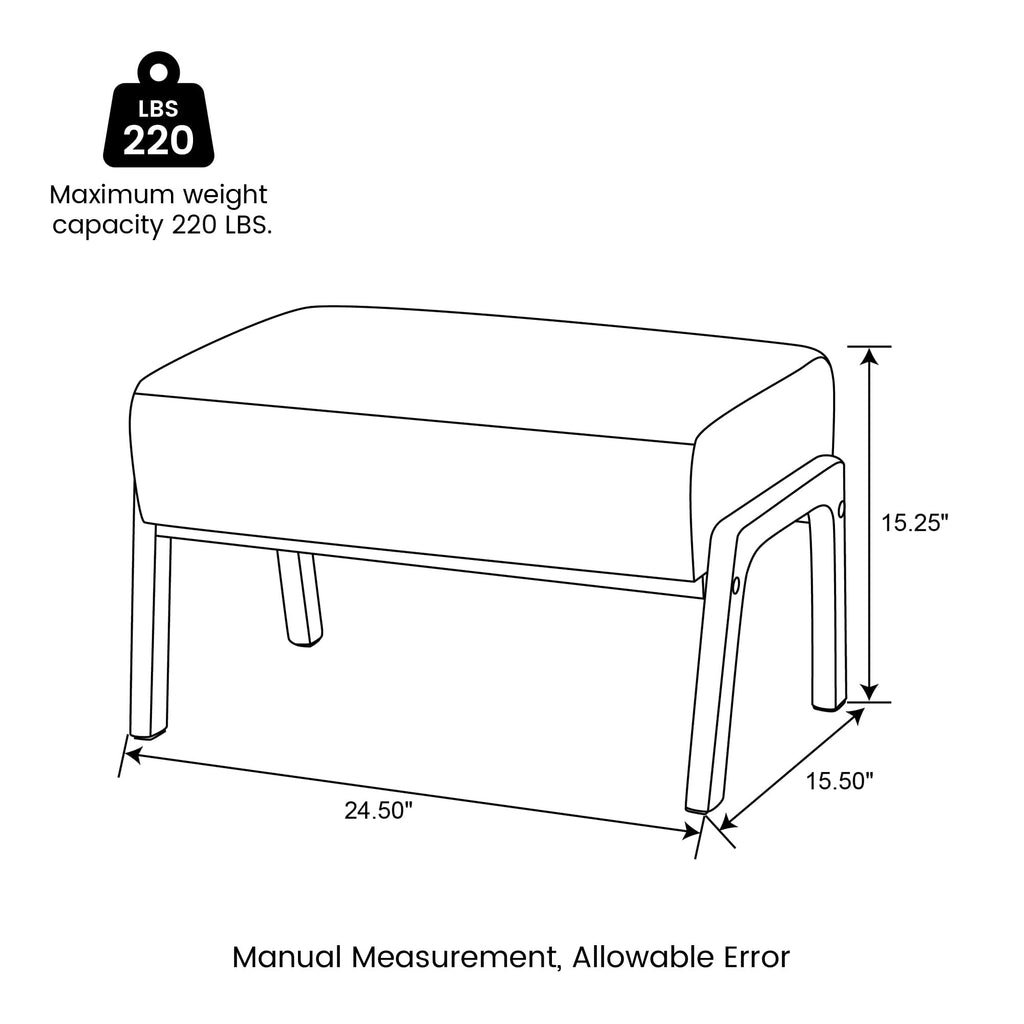 Foot Stool Ottoman, Modern Leatherette Sofa Stool Vanity Chair with Rubber Wood Frame, Footrest Ottoman Bench