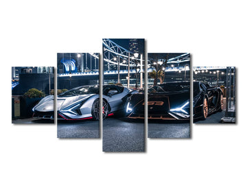Wall City Skyline Bedroom Wall Decor Sports Car Wall Paintings Luxury Car Print On Canvas Modern Artwork Stretched