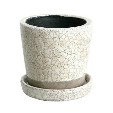 Color Glazed Terracotta Pot - Flower Pot - White - 4.7 x 4.3 Inches - Indoor/Outdoor - Modern Style - 1 Piece