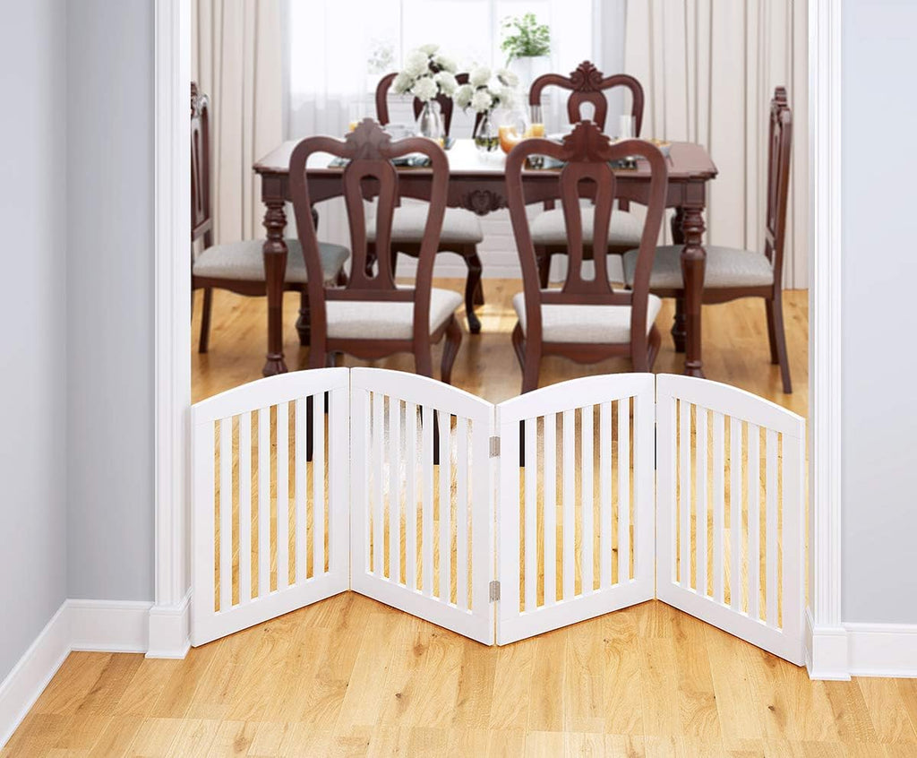 Wooden Freestanding Foldable Pet Gate for Dog, 24" H Dog Gate Indoor