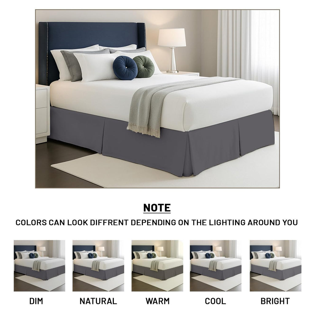 21 inch Drop Bed Skirt Full Size - Platform Style with Secure Fit, Classic Tailored Look, Elegant Pleated Style Dust