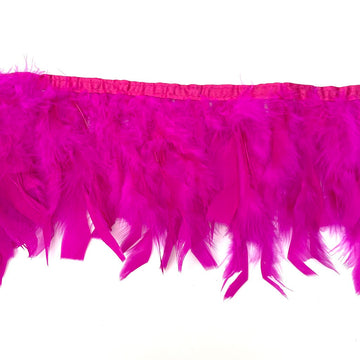 Turkey Feathers Fringe Trim for Party Clothing DIY Sewing Crafts Decoration Pack of 2 Yards (Fuchsia)