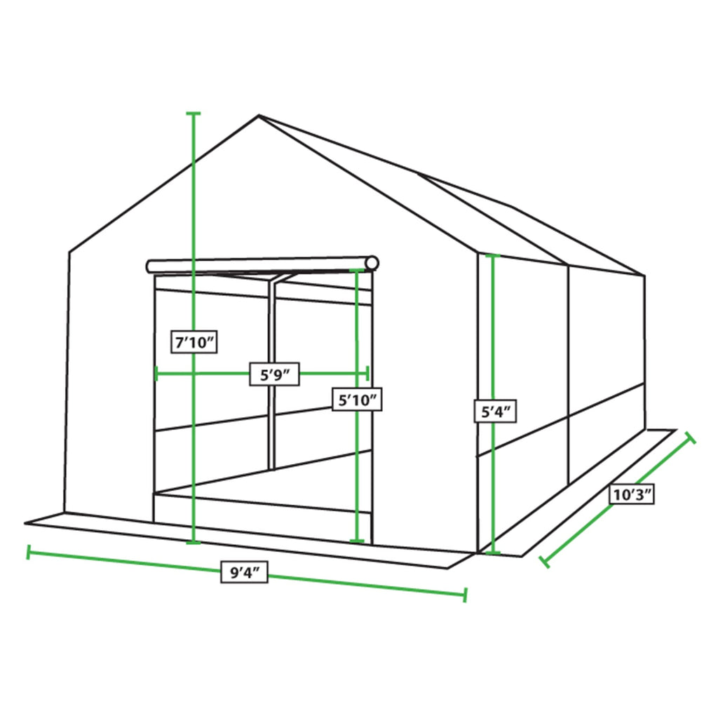 Canopy Greenhouse 10-Ft by 10-Ft, 1 3/8-In Steel Frame, 6-Leg, Opaque