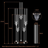 6 Sets 5 Arms Acrylic Candelabra Centerpieces for Tables,Clear Candle Holder,Ceremony Dinner Party, 27" Tall