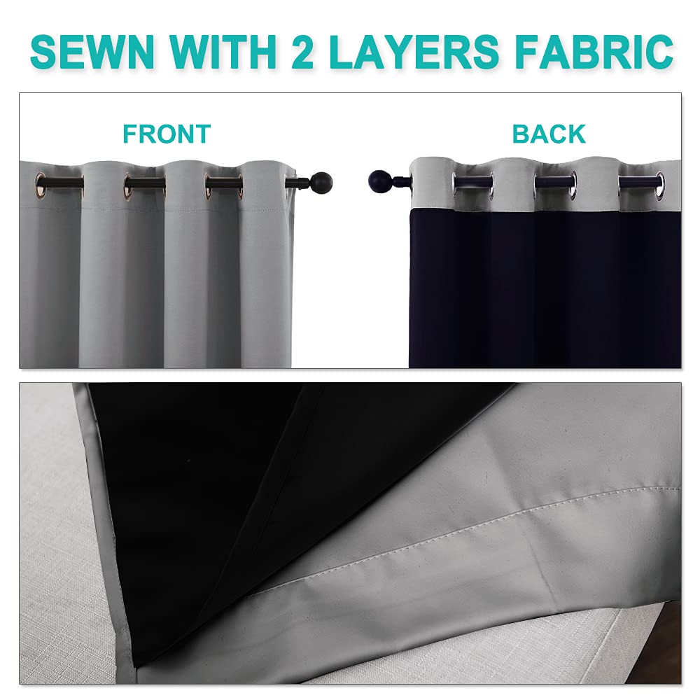 Noise and Lights Block Out Curtains, Thermal Insulated 100% Blackout 2-Layer Lined Drapes, Noise Cancellation Window