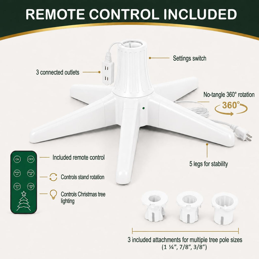 Rotating Christmas Tree Stand with Remote, 360 Spin (White)