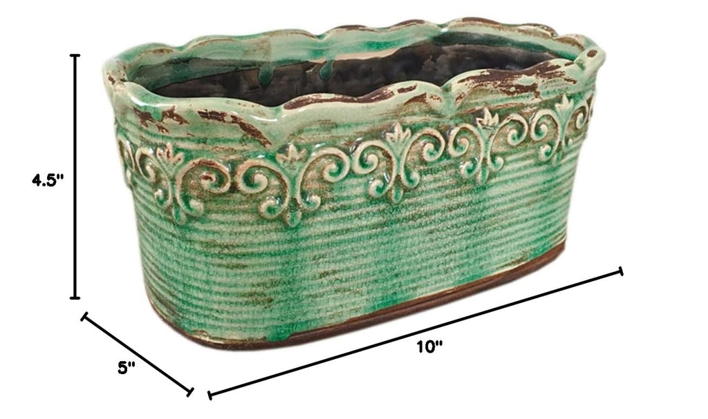 Rectangular Ceramic Orchid Plant Pot French Country Planter Succulent Container Windowsill Planter Decoration (10