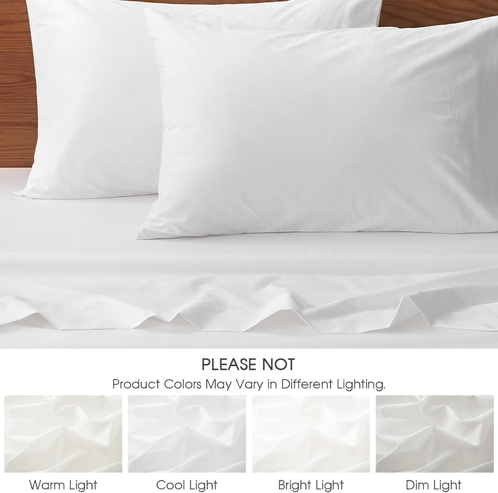 Extra Deep Pocket King Sheet Sets Fits 18"-24" in Deep Mattress -100% Cotton King Sheet Set,White Hotel Crisp Soft