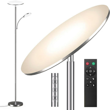Brushed Nickel Floor Lamps, 44W/4500LM Brightest 2 in 1 LED, Precision Dimming & Memory, 69" Tall Pole Lamp