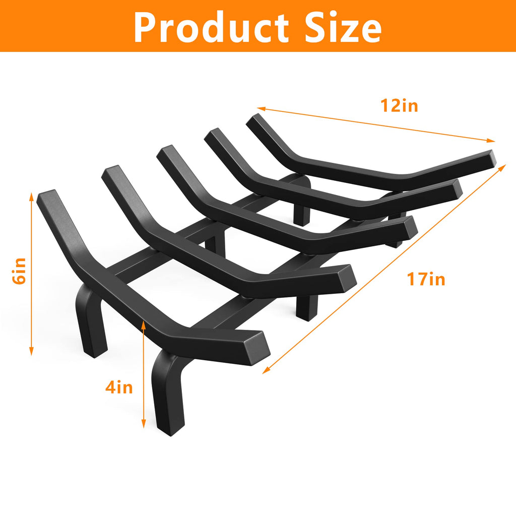 Fireplace Grate Fireplace Log Holder Solid Steel Heavy Duty Firewood Log Burning Rack Fire Grates for Outdoor
