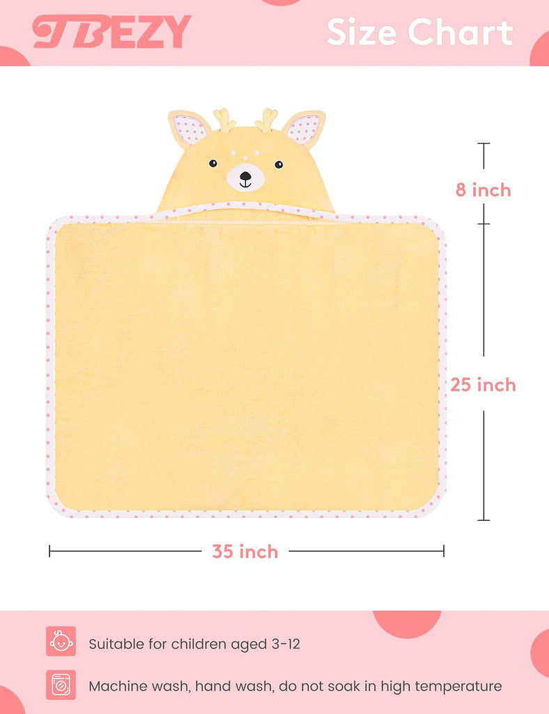Baby Hooded Towel with Unique Animal Design Ultra Soft Thick Cotton Bath Towel for Newborn (Fawn)