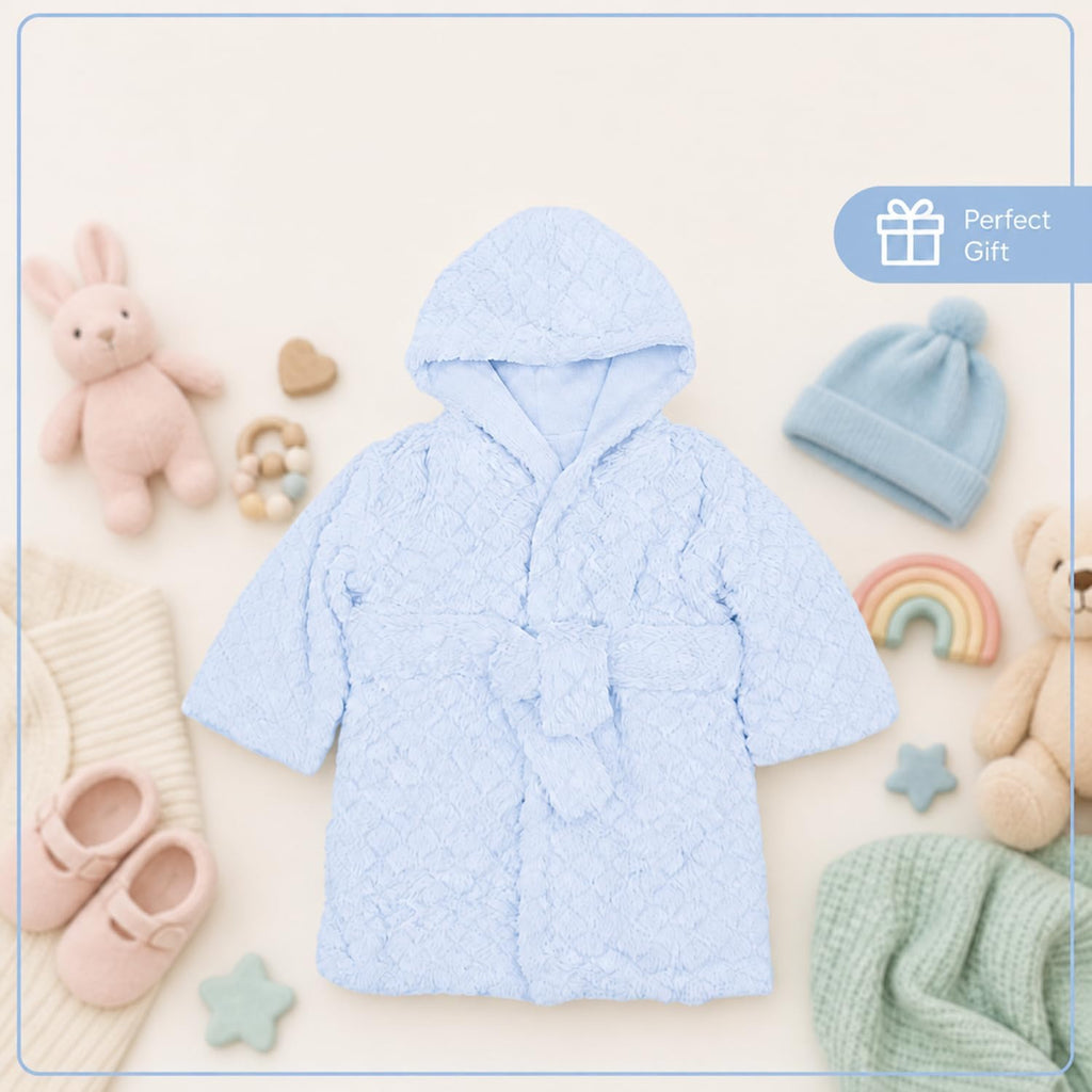 Unisex Grey Baby Fleece Robe with Hood for Boys and Girls Months