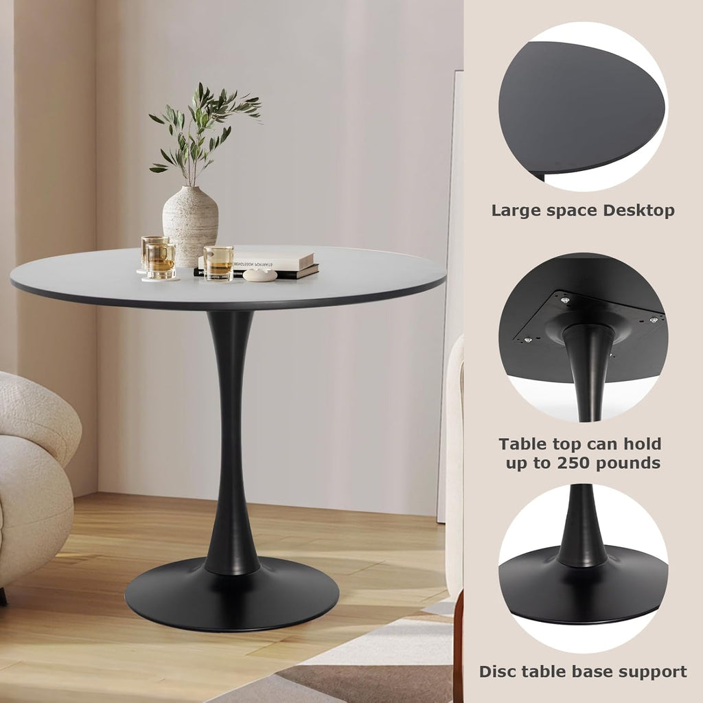 3-Pieces Dining Sets, 31.5" Round Dining Table Set with 2 Velvet Upholstered Dining Chairs, Wooden Legs Design Dining