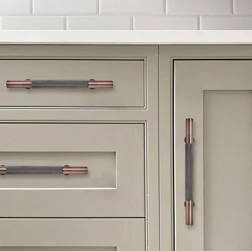 15 Inch(381mm) Soild Knurled Appliance Pulls Brushed Antique Copper Cabinet Pulls Drawer Pulls Kitchen