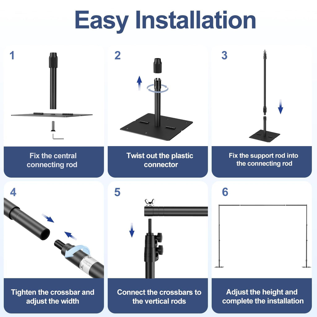 Backdrop Stand, 10x7ft Background Stand with Heavy Duty Flat Base