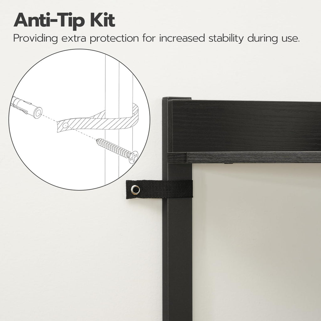 Corner Shelf with Storage, Tall Corner Storage Cabinet, 5-Tier Corner Bookshelf with Protective Fence, Black BB78CJ01
